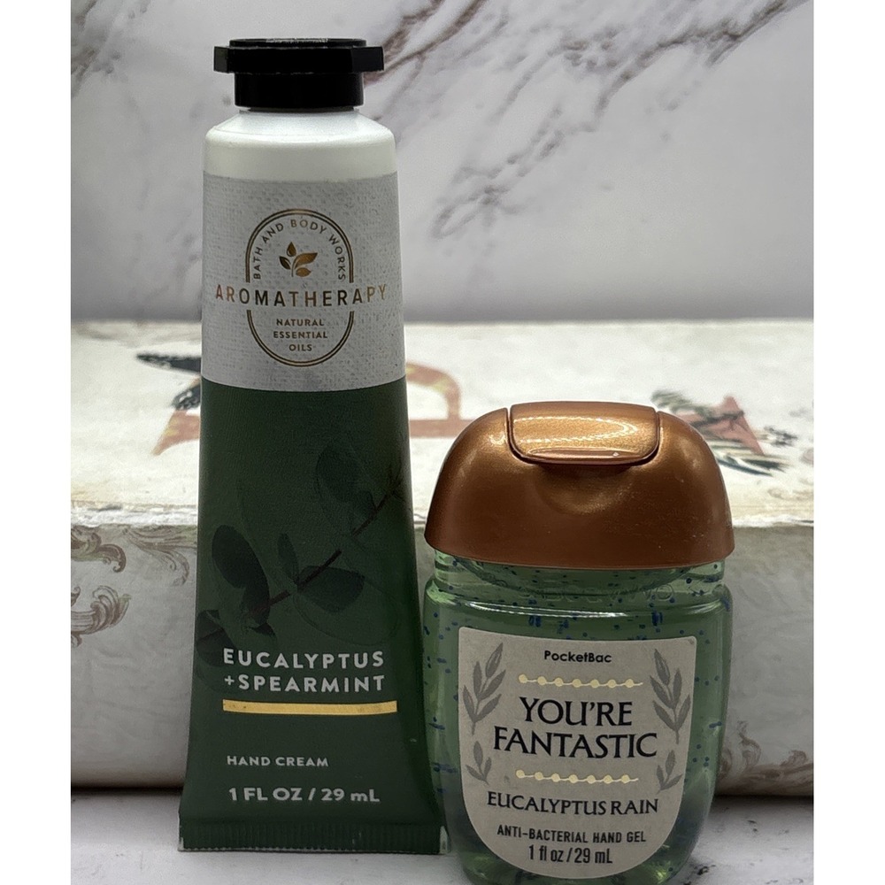 Bath & Body Works Eucalyptus Mini Set Hand Cream & PocketBac Sanitizer